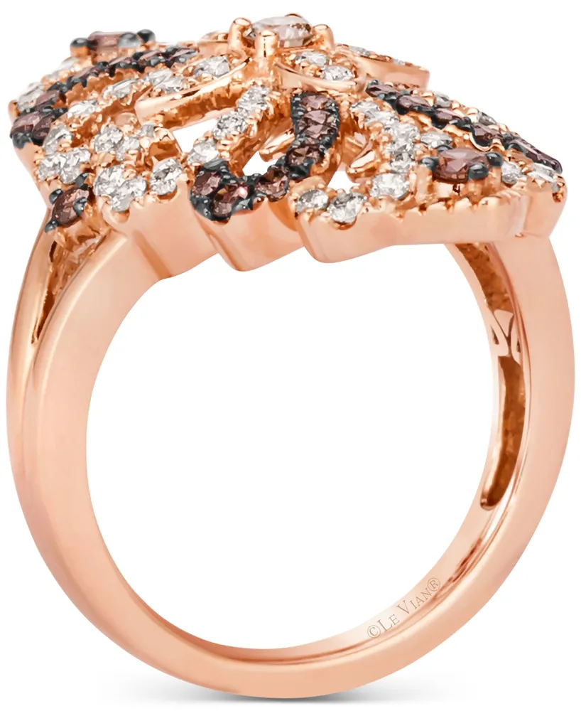 Le Vian Chocolate Diamond (3/4 ct. t.w.) & Nude Diamond (3/8 ct. t.w.) Filigree Statement Ring in 14k Rose Gold