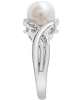 Cultured Freshwater Pearl (8mm) & Diamond Accent Ring in Sterling Silver