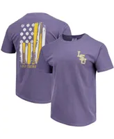 Men's Purple Lsu Tigers Baseball Flag Comfort Colors T-shirt