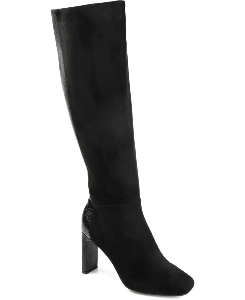 Journee Collection Womens Lelanni Extra Wide Calf Stacked Heel