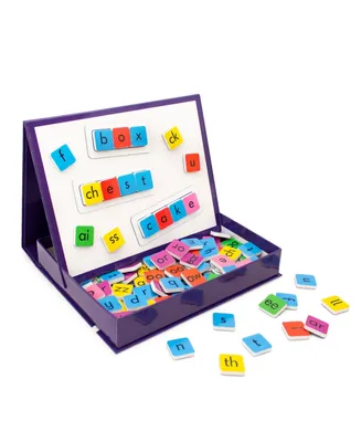 Junior Learning Rainbow Phonics Tiles with Built-in Magnetic Board Educational Learning Set, 106 Pieces