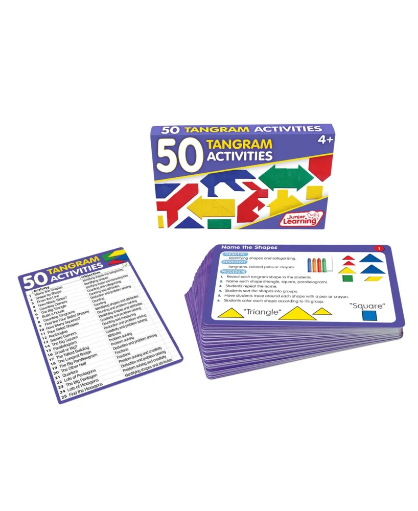 Junior Learning 50 Tangram Activities Educational Learning Set, 50 Cards