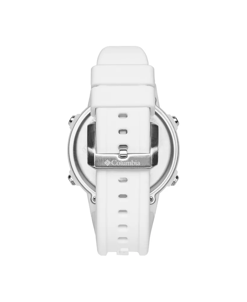 Columbia Unisex Peak Patrol White Silicone Strap Digital Watch, 46mm