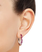 Lab-Grown Ruby (1-1/3 ct. t.w.) & Lab-Grown Pink Sapphire (2 ct. t.w.) Small Hoop Earrings in Sterling Silver, 1"