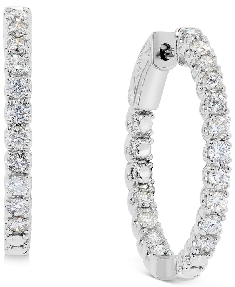 Diamond Inside Out Hoop Earrings (1-1/2 ct. t.w.) in 14k White Gold