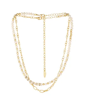 Ettika Beaded Freshwater Pearl Chain Necklace Set