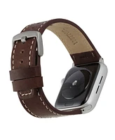 WITHit Smooth Brown Leather Band designed for Apple Watch 42mm (Series 1-3 only) & 44/45/46/49mm (Ultra & Ultra 2)