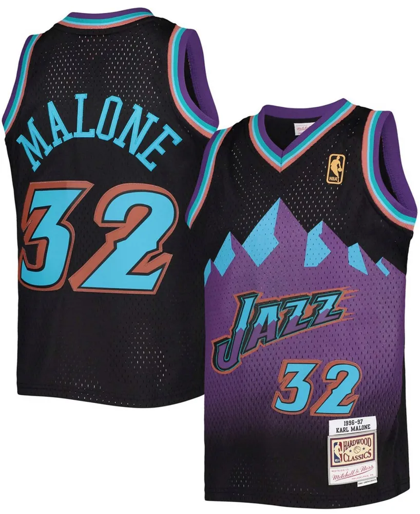 Youth Karl Malone Black Utah Jazz 1996-97 Hardwood Classics Reload Jersey