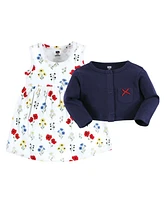 Hudson Baby Baby Girls Hudson Cotton Dress and Cardigan