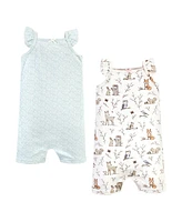 Hudson Baby Baby Girls Hudson Cotton Rompers, Enchanted Forest, 9-12 Months