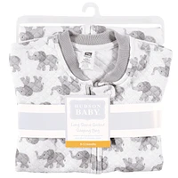Hudson Baby Boys Unisex Premium Quilted Long Sleeve Sleeping Bag and Wearable Blanket, Gray Elephant, Months