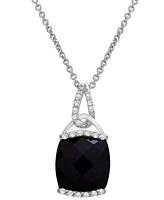 2-Pc. Set Onyx & Diamond (1/10 ct. tw.) Pendant Necklace & Matching Stud Earrings in Sterling Silver