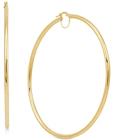 Polished Bridge Extra Large Hoop Earrings in 10k Gold (80mm)