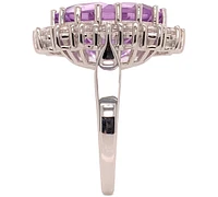 Amethyst (10 ct. t.w.) & White Topaz (2 ct. t.w.) Oval Halo Ring in Sterling Silver (Also in Mystic Quartz & Green Quartz)