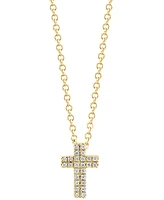 Effy Diamond Pave Cross 18" Pendant Necklace (1/20 ct. t.w.) Sterling Silver or 14k Gold-Plated