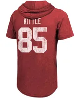 Men's George Kittle Heathered Scarlet San Francisco 49Ers Name Number Tri-Blend Hoodie T-shirt