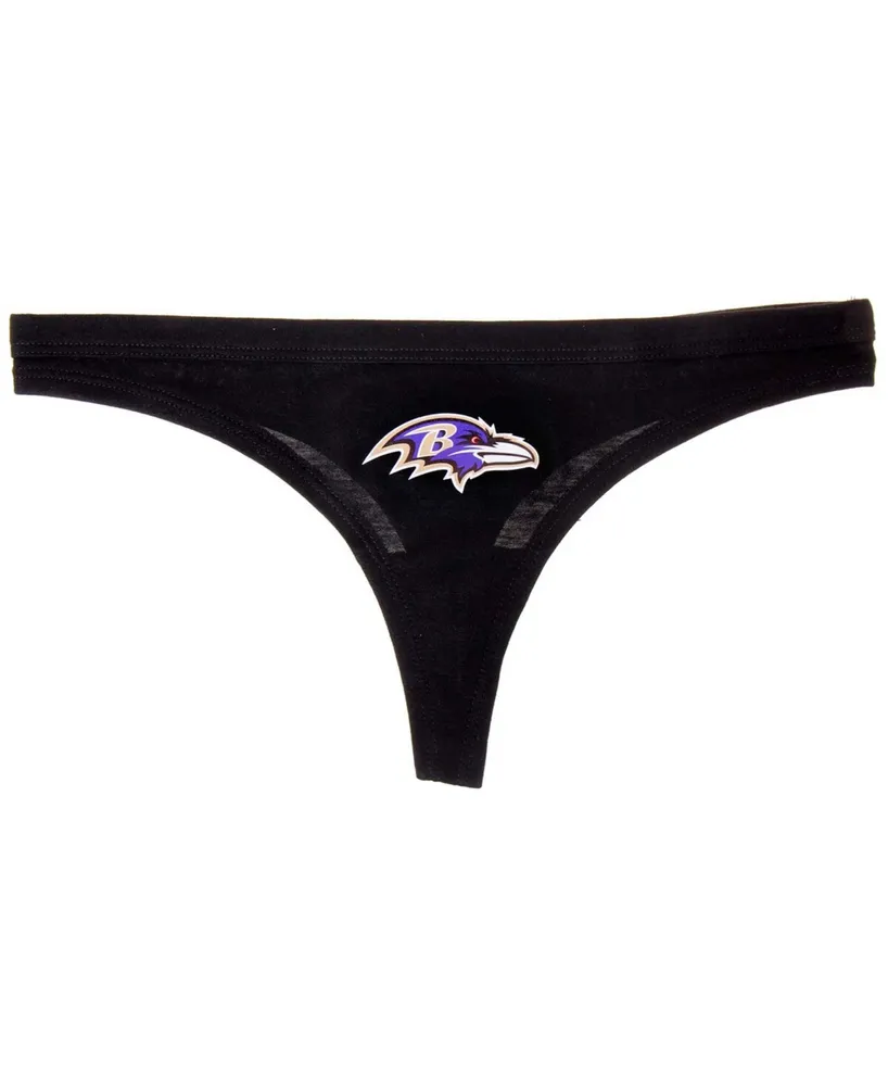 Women's Black Baltimore Ravens Solid Logo Thong
