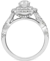 Diamond Emerald-Cut Double Halo Engagement Ring (2 ct. t.w.) in 14k White Gold