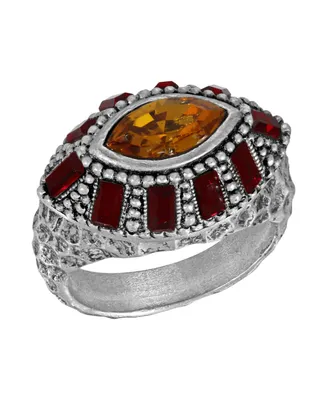 2028 Topaz and Siam Oval Ring