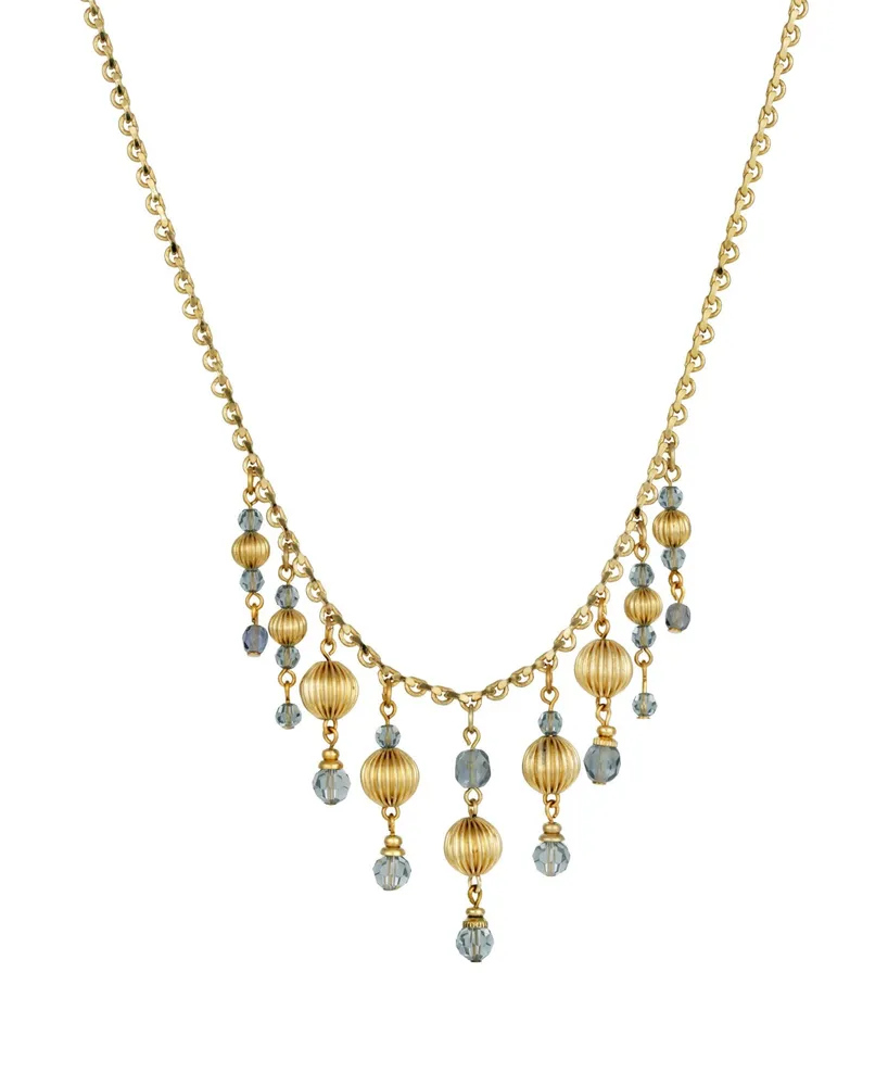 2028 Gold-Tone Multi Bead Drop Necklace