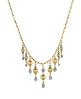 2028 Gold-Tone Multi Bead Drop Necklace
