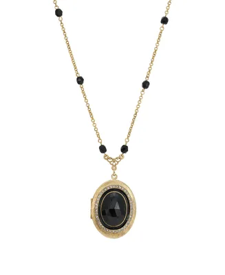 2028 Gold-Tone Oval Locket Necklace