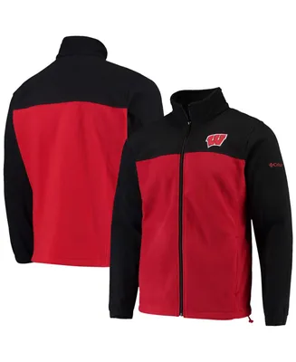 Columbia Men's Black/Red Wisconsin Badgers Flanker Iii Fleece Team Full-Zip Jacket - Wis