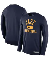 Men's Navy Utah Jazz 2021, 22 On-Court Practice Legend Performance Long Sleeve T-shirt