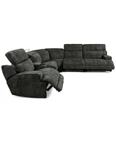 Sebaston -Pc. Fabric Sectional with Power Motion Recliners and 1 Usb Console