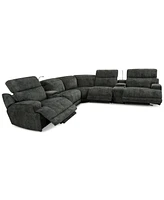 Sebaston -Pc. Fabric Sectional with Power Motion Recliners and 2 Usb Consoles