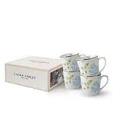 Laura Ashley Heritage Collectables 17 Oz Cobblestone Pinstripe Mugs in Gift Box, Set of 4