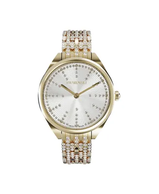 Swarovski Women's Attract Watch Champagne Gold-Tone and Champagne White Physical Vapor Deposition Stainless Steel Bracelet Watch 36 mm x 30 mm - Gold