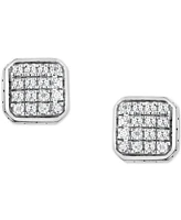 Effy Men's White Sapphire Square Cluster Stud Earrings (5/8 ct. t.w.) in Sterling Silver