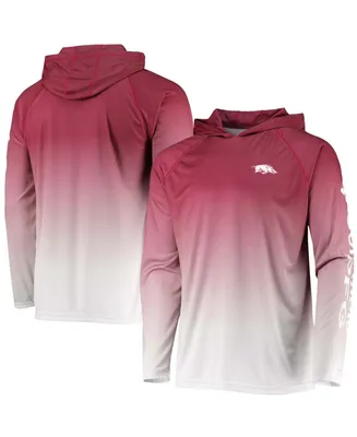 Men's Cardinal Arkansas Razorbacks Terminal Tackle Omni-Shade Upf 50 Long Sleeve Hooded T-shirt