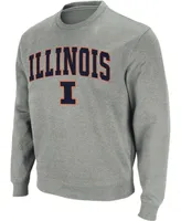 Men's Heather Gray Illinois Fighting Illini Arch Logo Crew Neck Sweatshirt