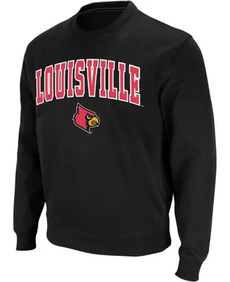 Men's Black Louisville Cardinals Arch Logo Crew Neck Sweatshirt