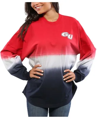 Women's Red Gonzaga Bulldogs Ombre Long Sleeve Dip-Dyed T-shirt