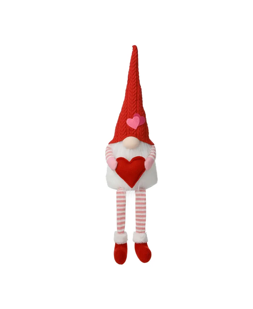 Glitzhome 28.25" Fabric Valentine's Gnome Shelf Sitter with Dangling Legs