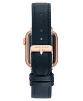 Anne Klein Women's Navy Genuine Leather Band designed for Apple Watch 42mm (Series 10) & 38/40/41mm