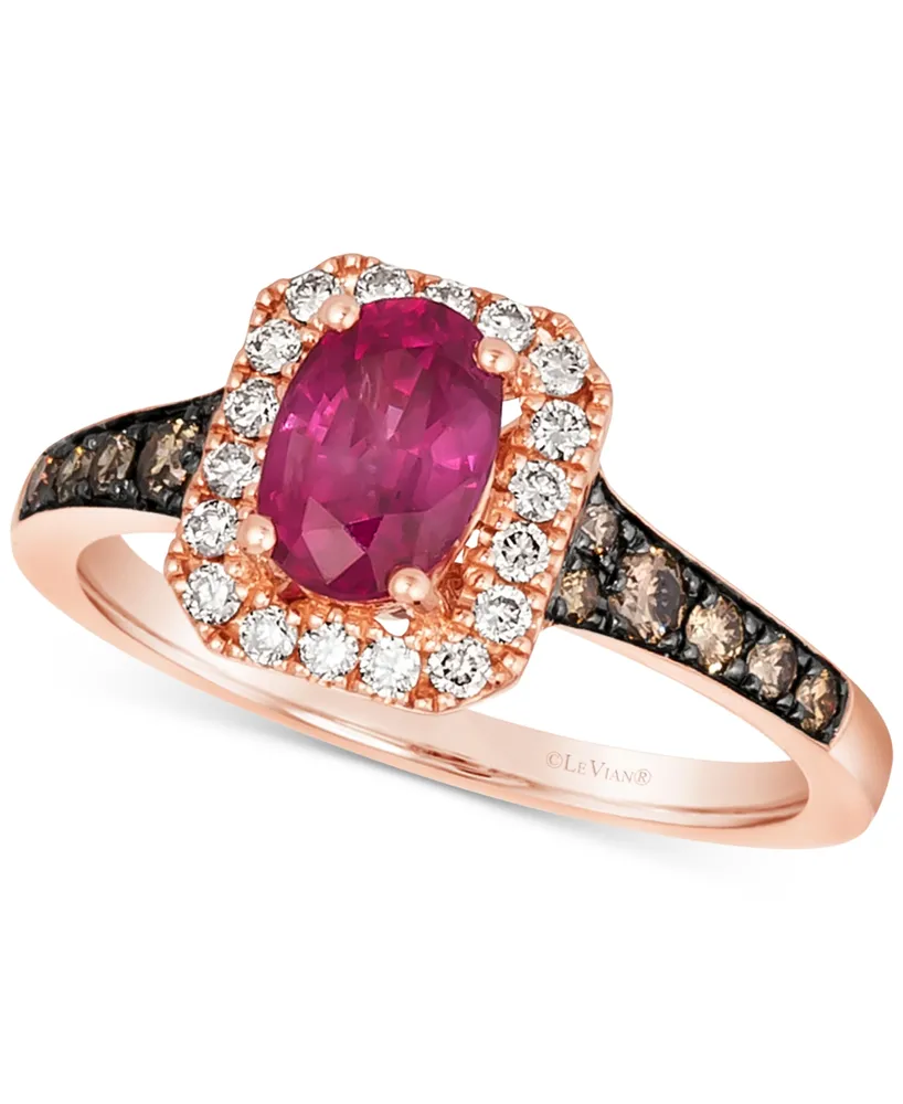 Le Vian Passion Ruby (3/4 ct. t.w.) & Diamond (1/2 ct. t.w.) Halo Ring in 14k Rose Gold