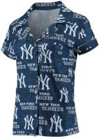 Concepts Sport Women's New York Yankees Zest Allover Print Button-Up Shirt & Shorts Sleep Set