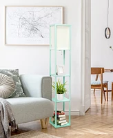 Lalia Home Column Shelf Floor Lamp with Linen Shade