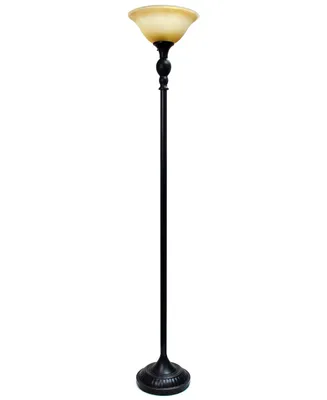 Lalia Home Classic 1 Light Torchiere Floor Lamp with Marbleized Glass Shade