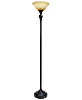 Lalia Home Classic 1 Light Torchiere Floor Lamp with Marbleized Glass Shade