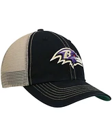 Men's Black, Natural Baltimore Ravens Trawler Trucker Clean Up Snapback Hat