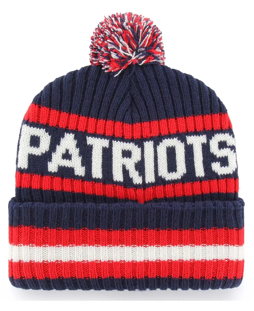 Men's Navy New England Patriots Bering Cuffed Knit Hat with Pom