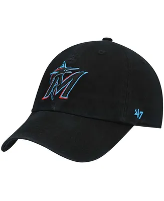 Boys Black Miami Marlins Team Logo Clean Up Adjustable Hat