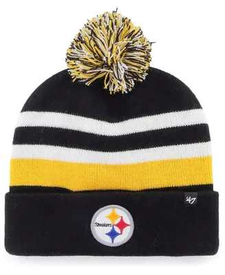 Men's Black Pittsburgh Steelers State Line Cuffed Knit Hat with Pom