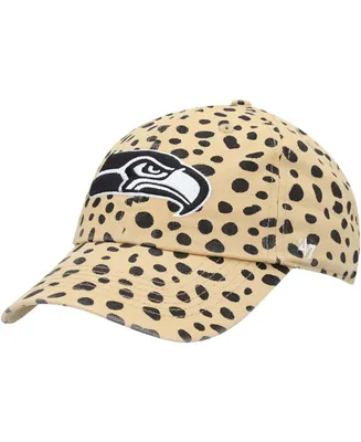 Women's Tan Seattle Seahawks Cheetah Clean Up Adjustable Hat