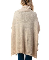 Marcus Adler Women's Mock Turtleneck Pocket Poncho